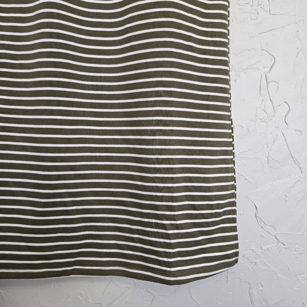 Polagram Green White Striped Tee Midi Shirt Dress, S - Picture 4 of 9